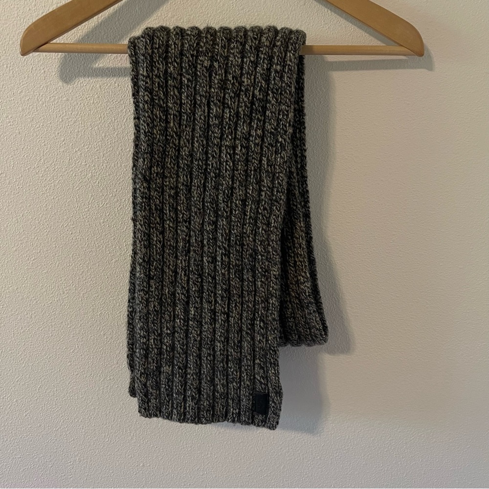 Vintage 90s Polo Ralph Lauren 100% Lambswool Ribbed Scarf Marled Blue Gray-64x8”